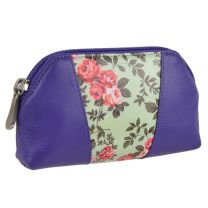 Ladies Vintage Violet Roses Leather Make-Up Toiletry Bag by Graffiti Golunski