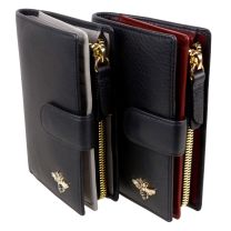 Ladies Premium Mala Leather Tabbed Purse Golden Mason Bee RFID