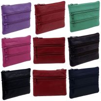 OakRidge Leather Zipped Coin Purse Unisex 4 Sections 7 Colours