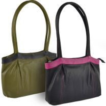 Ladies Leather Two-Tone Shoulder Bag by Gorjus Classic Handbag