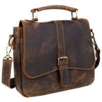 Oakridge Leather Ladies Scalloped Front  Cross Body Bag Brown Hunter 