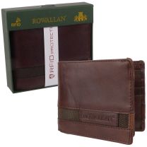 Mens Bi-Fold Buffalo Leather Wallet by Rowallan Panama Gift Box Rugged Stylish