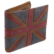 Mala Leather Union Jack Distressed Vintage Look Bi-Fold Coin Wallet RFID Protection Gift Box