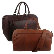 Mens Leather Weekender Holdall by Rowallan Travel Overnight Bag