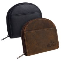 Oakridge Leather Unisex Zip-Around Coin Purse Credit Card Slot
