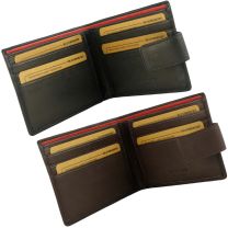Mens Gents Quality Tabbed Leather Bi-Fold Wallet by Bloomsbury Gift Box