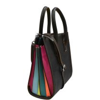 ili New York Womens Leather Rainbow Accordion Satchel Bag RFID Protected