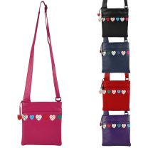 Ladies Leather Cross Body Bag by Mala; Lucy Collection Shoulder Handbag Heart