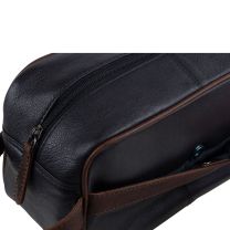 Italiano Leather Mens Toiletry Wash Bag Travel Bag BLack/Brown 