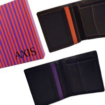 Mens Quality Leather Wallet by Mala; Axis Collection Gift Boxed Stylish