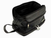 Mens LEATHER Top Frame Wash Bag by Rowallan of Scotland Travel Toiletries Quality