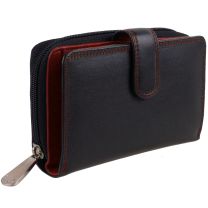 Quality Ladies Soft Leather Two Tone Purse/Wallet by Visconti; Colorado Gift Boxed (Black & Red)