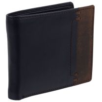 Oakridge Leather Mens Card & Coin Bi-Fold Wallet - Black