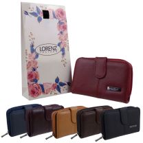 Lorenz Leather Ladies Purse/Wallet Zip Around with Free Gift Bag