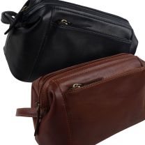 Oakridge Leather Mens Medium Top Frame Washbag/Toiletry Bag