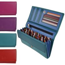 Ladies Long Flap Over Leather Purse/Wallet by London Leather Goods 4 Colours