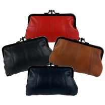 Leather Ladies Clasp Coin Purse by Oakridge 4 Colours Zipped Section Handy