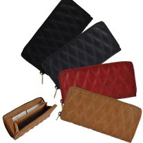 Ladies Quilted Continental Leather Purse/Wallet by GiGi Zip Around Gift Boxed