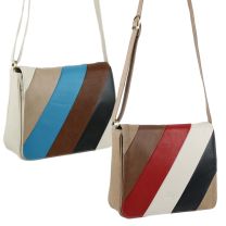 Ladies Soft Leather Cross Body Shoulder Bag by GiGi Classic Stripes Handbag