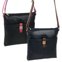 Ladies Soft Leather Slim Medium Two-Tone Cross Body Bag by GiGi Handbag