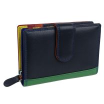 Ladies Tab Flap Over Leather Purse Wallet Change Golunski Graffiti Gift Box (Midnight)