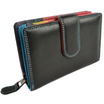 Ladies Tab Flap Over Leather Purse/Wallet by Golunski Graffiti Change Gift Box (Black/Tropical)