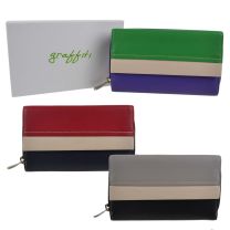 Ladies Leather Zipped Tri-Fold Purse Wallet by Golunski Graffiti Gift Boxed