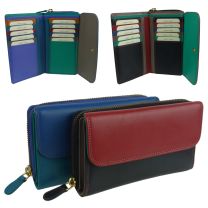 Ladies Leather Medium Zip Around Purse/Wallet by Golunski Multi Colourful
