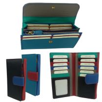 Ladies Leather Large Tabbed Multi-Section Purse/Wallet by Golunski Colourful