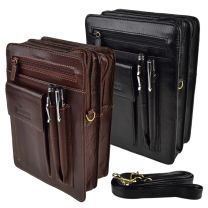 Mens Leather Travel Cross Body Waist BAG by Golunski with Long STRAP Manbag