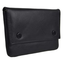 Great Quality Contrast Lined Black Leather Rolling Tobacco Pouch by Golunski