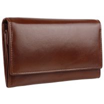 Ladies Veg Tan Leather Flap Over Purse/Wallet by Gorjus; Finchley Collection