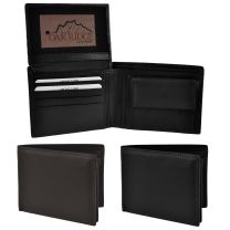 Mens Bi-Fold with Flip Out LEATHER Wallet by Oakridge; Nevada Collection Gift