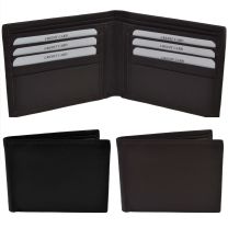 Mens Quality Soft Bi-Fold Leather Wallet by Oakridge; Nevada Collection Gift