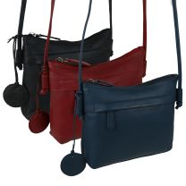 Ladies Small Leather Cross Body Bag by Hansson Nordic Blue Shoulder Handbag