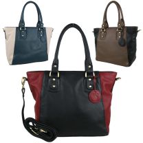 Ladies Leather Two-Tone Handbag Grab Bag by Hansson Nordic Blue Collection