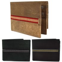 Mens Stoned Washed Effect Leather Tri-Fold Wallet by St James Quality Credit Card