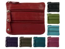 Mens Ladies Quality Leather Coin Purse by Prime Hide 3 Sections 10 Colours Handy