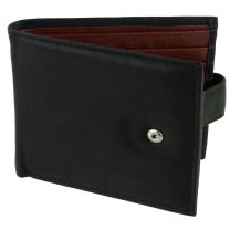 Mens Leather Classic Tabbed Wallet by Oakridge Gift Compact Black/Tan