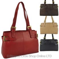 Ladies Soft Leather Shoulder Handbag by GiGi; Othello Collection Classic