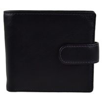 Mens Quality Leather Wallet by Mala; AXIS Collection Gift Boxed Stylish (Black & Purple)
