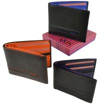 Mens Top Quality Slim Leather Wallet by Mala Axis Collection Two Tone Stylish Gift Boxed