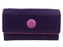 Ladies Large Tri-Fold Leather Purse/Wallet by Mala; Buttons Collection