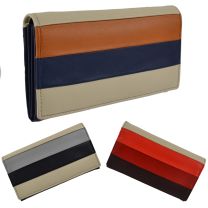 Ladies Flap Over Leather Purse/Wallet by Mala; Burchell Collection Stripes