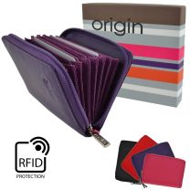 Soft Leather RFID Protection Concertina Credit Card Purse by Mala Origin Gift Boxed