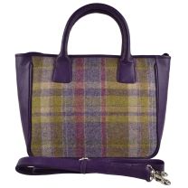 Ladies Leather & British Tweed Grab Bag by Mala; Abertweed Collection Handbag