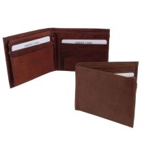Mens Soft Bi-Fold LEATHER Wallet by Oakridge Gift Flip Out Section Card Slots