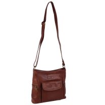 Ladies Tan Brown Leather Cross Body Bag Handbag by Gorjus Shoulder Strap
