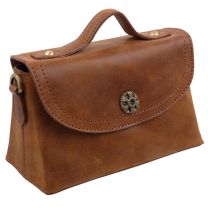 Ladies Girls Mini Grab Bag Mala Vintage Tan Leather Tudor Collection 