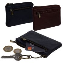 Oakridge Leather RFID Coin Purse Keyring Made in Italy